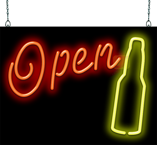 Open with Beer Bottle Neon Sign | FL-25-10 | Jantec Neon