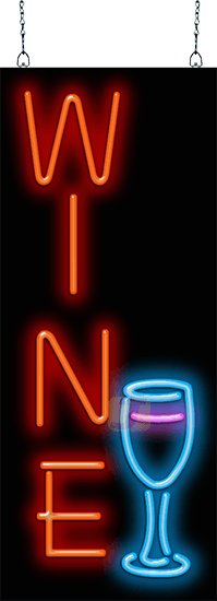 Wine with Wine Glass Neon Sign