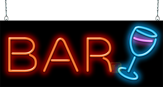 Bar with Wine Glass Neon Sign