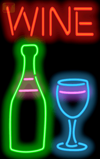 Wine with Wine Bottle and Glass Neon Sign | FL-40-04 | Jantec Neon
