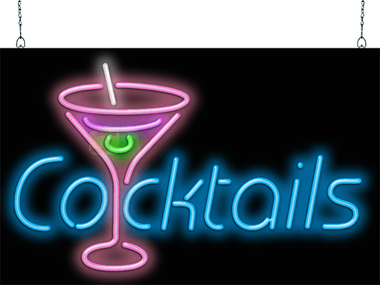 Cocktails with Glass Neon Sign