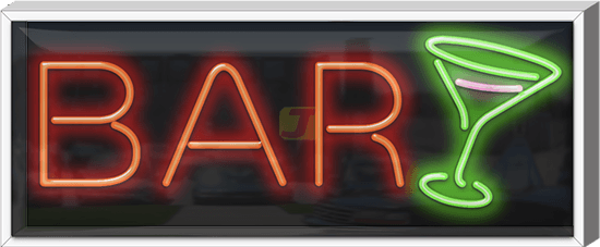 Outdoor XL Bar with Cocktail Glass Neon Sign