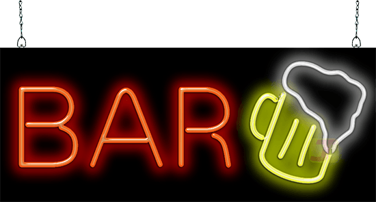 Bar with Beer Mug Neon Sign