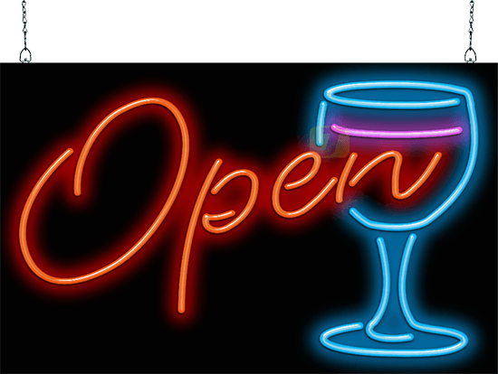 Wine Glass OPEN Neon Sign