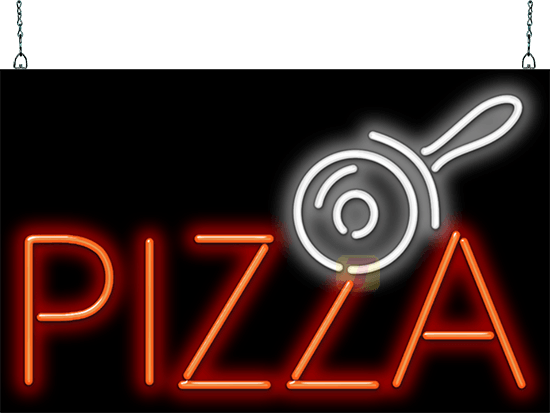 Pizza with Pizza Cutter Graphic Neon Sign