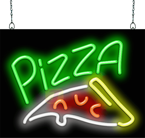 Pizza with Pizza Slice Neon Sign