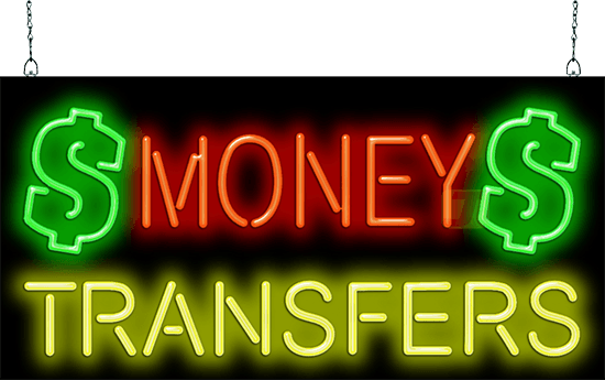 Money Transfers Neon Sign