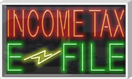 Outdoor XL Income Tax E-File Neon Sign