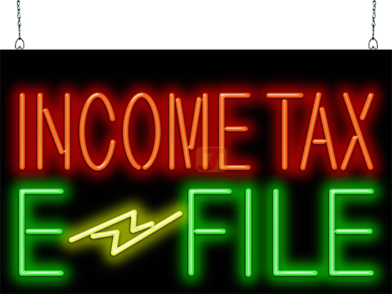 Income Tax E-File Neon Sign