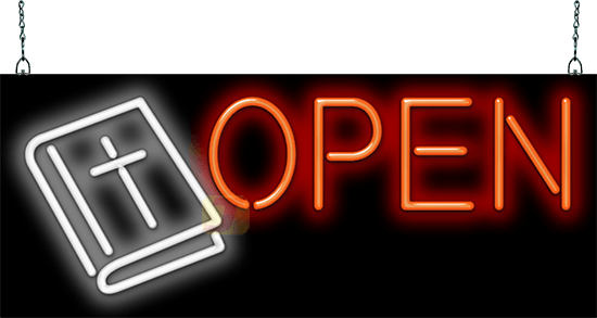 Open with Bible Neon Sign