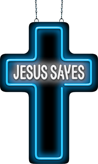 Cross with Jesus Saves Neon Sign