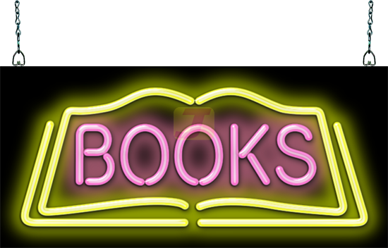 Green Open Book Store Blue Border LED Neon Sign - Books Neon Signs