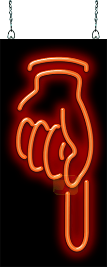 Down Pointing Hand Neon Sign
