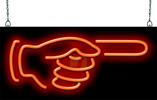 Right Pointing Hand Neon Sign