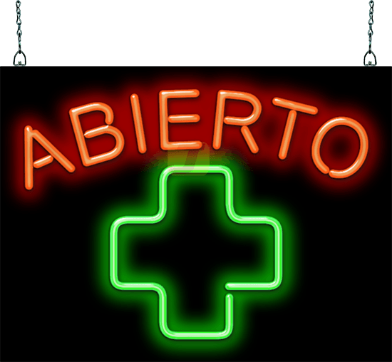 Medical Cross Abierto Neon Sign