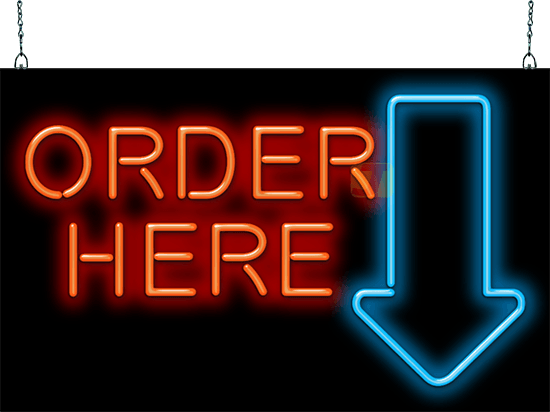 Large Order Here with Arrow Neon Sign | GS-40-30 | Jantec Neon