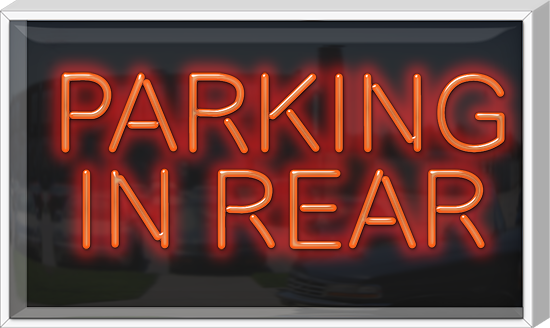 Outdoor Parking In Rear Neon Sign