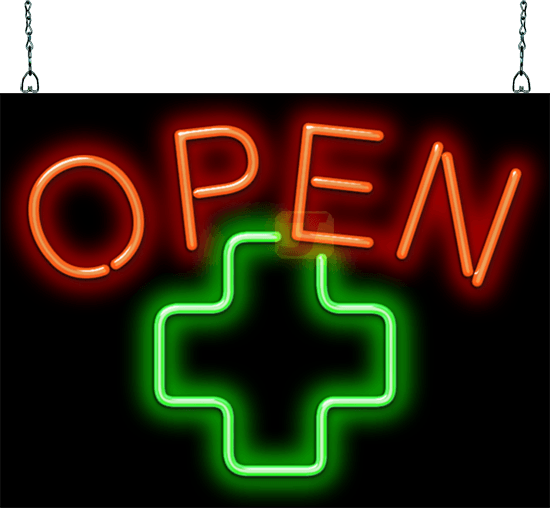 Medical Cross Open Neon Sign