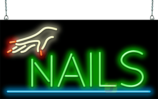Nails with Hand Neon Sign