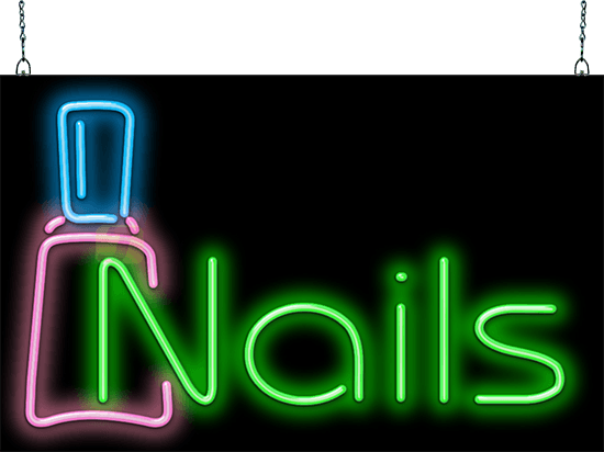Nails Neon Sign with Bottle