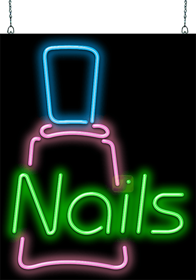 Nails w/ Nail Polish Bottle Neon Sign | HN-50-23 | Jantec Neon