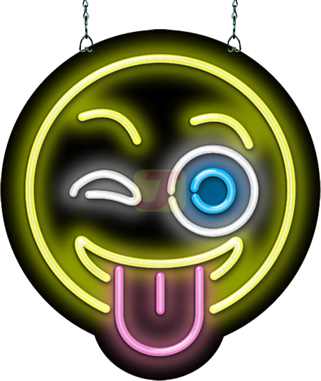 Winking Face with Tongue Sticking Out Emoji Neon Sign