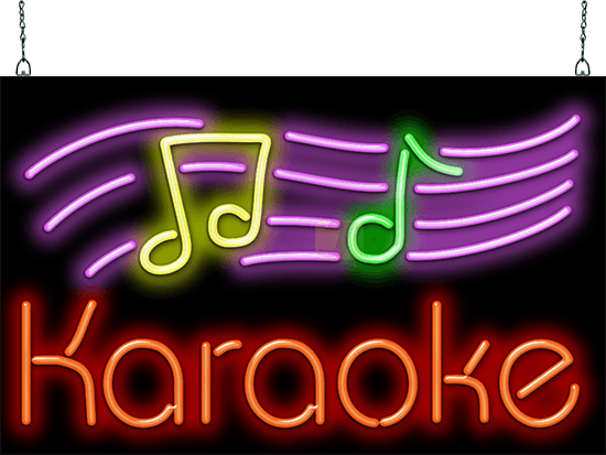 Karaoke Neon Sign with Notes