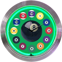 Billiard Ball Green Neon Clock