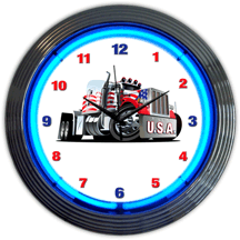 Big Rig Truck Neon Clock