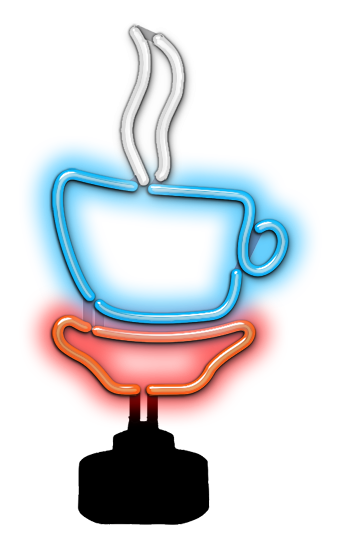 Steaming Coffee Cup Neon Sculpture