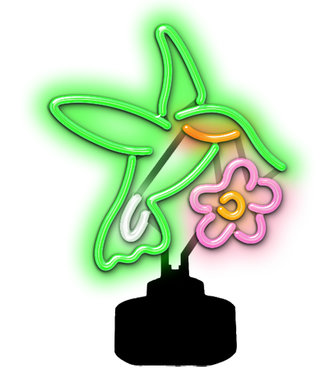 Hummingbird with Flower Neon Sculpture