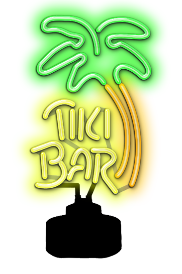Tiki Bar with Palm Tree Neon Sculpture