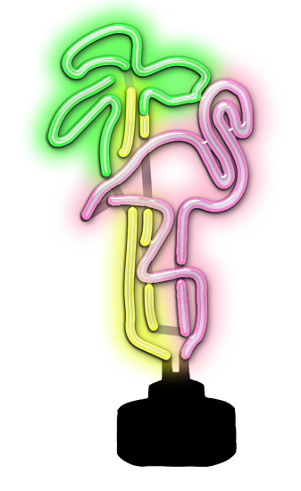 Flamingo and Palm Tree Neon Sculpture