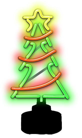 Christmas Tree with Garland Neon Sculpture
