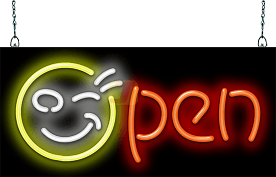 Winking Open Neon Sign
