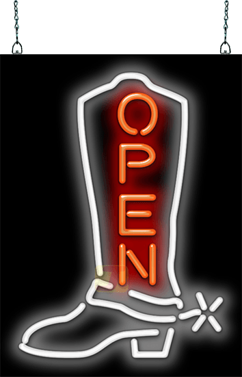 Cowboy Boot Open Neon Sign