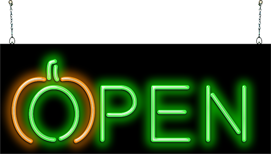 Pumpkin Open Neon Sign