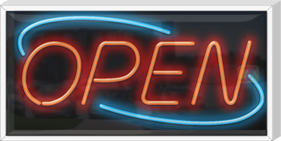 Outdoor Art Deco Open Neon Sign