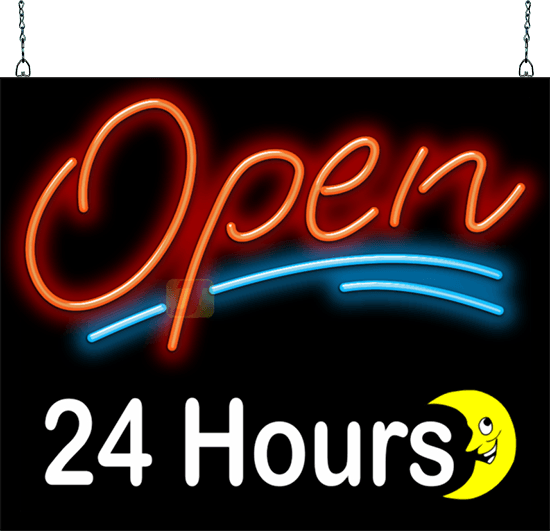 24 Hours Neon Signs - Open 24 Hours Neon Signs | Jantec Neon