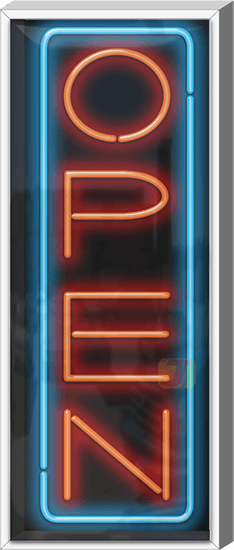 Outdoor XL Traditional Deluxe Vertical Open Neon Sign