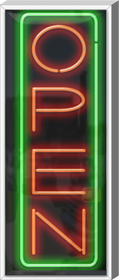 Outdoor XL Deluxe Vertical Open Neon Sign