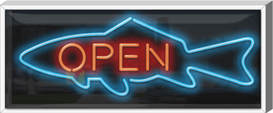 Outdoor Fish Open Neon Sign