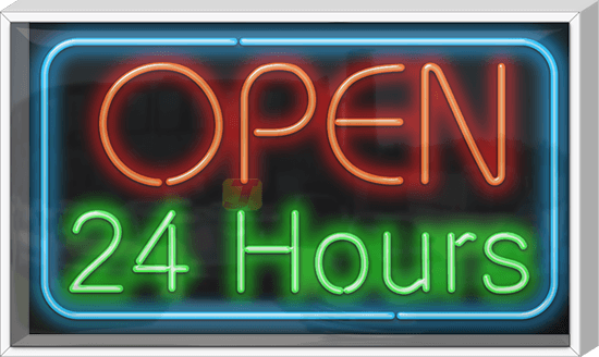 Outdoor Open 24 Hours Super Large Neon Sign
