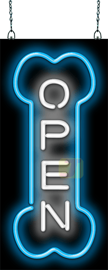 Dog Bone Open Vertical Neon Sign