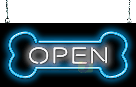 Dog Bone Open Neon Sign
