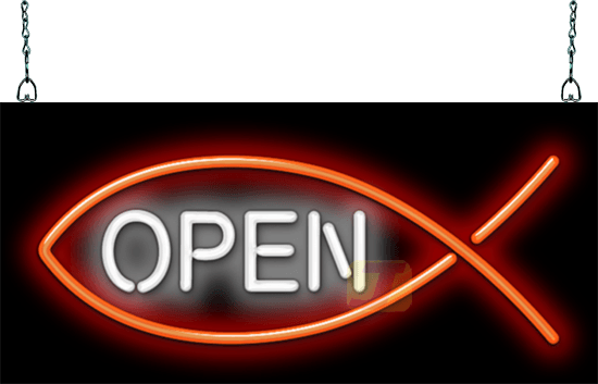 Christian Fish Open Neon Sign
