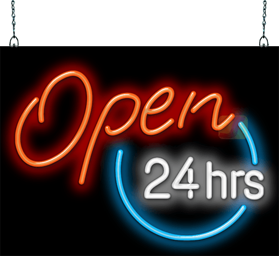 Open 24 Hours Neon Sign