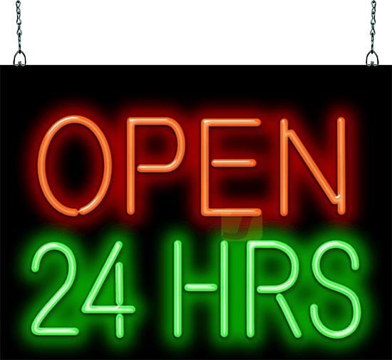 Open 24 Hours Neon Sign
