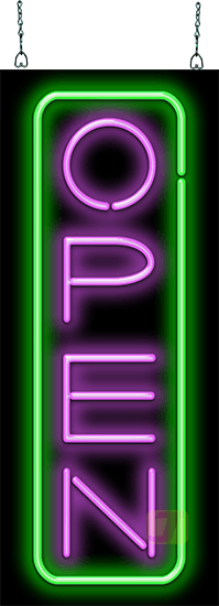 Deluxe Open Vertical Neon Sign - Purple & Green