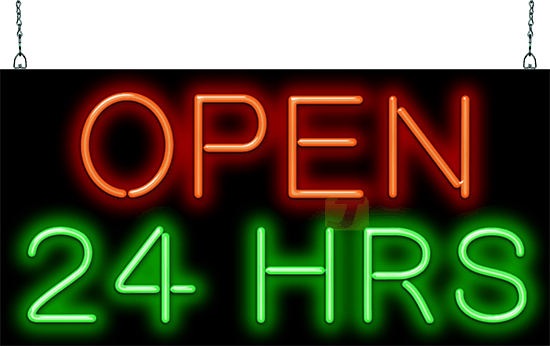 Open 24 Hours Neon Sign